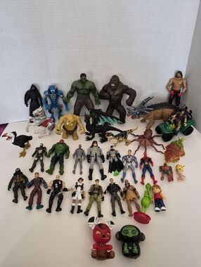 Large Mixed Lot Action Figures Toys King Kong Mr Beast Marvel And More